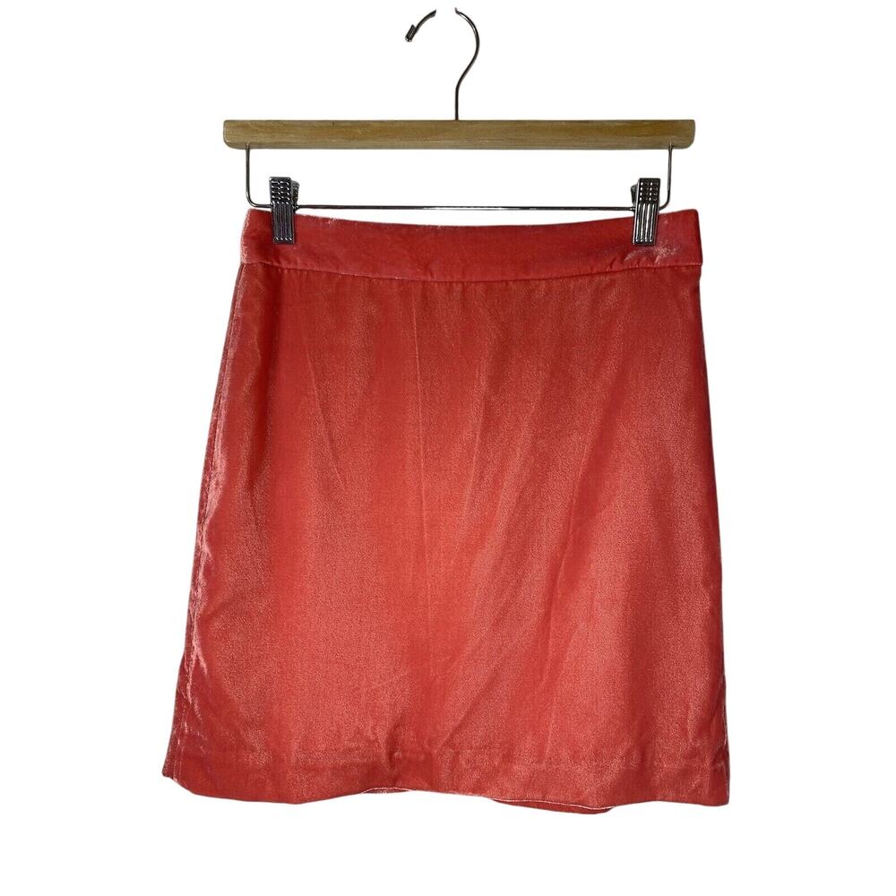 J. Crew Skirt Womens Size 0‎ Pink Velvet Lined Mini Holiday Christmas Cocktail